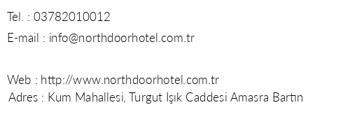 Northdoor Hotel telefon numaralar, faks, e-mail, posta adresi ve iletiim bilgileri